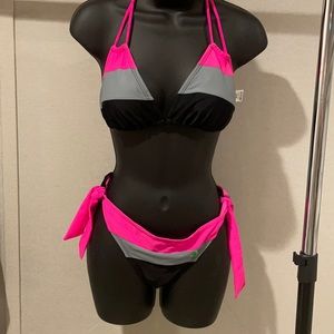 Hot Pink, Gray and Black Bikini